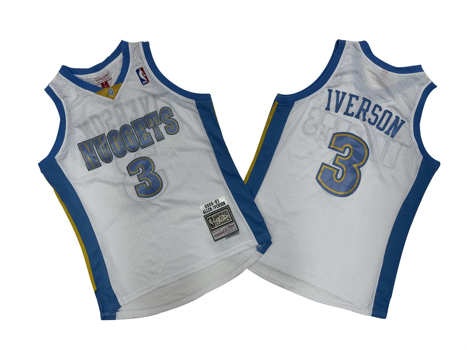 Men Denver Nuggets 3 Iverson White Throwback NBA Jersey